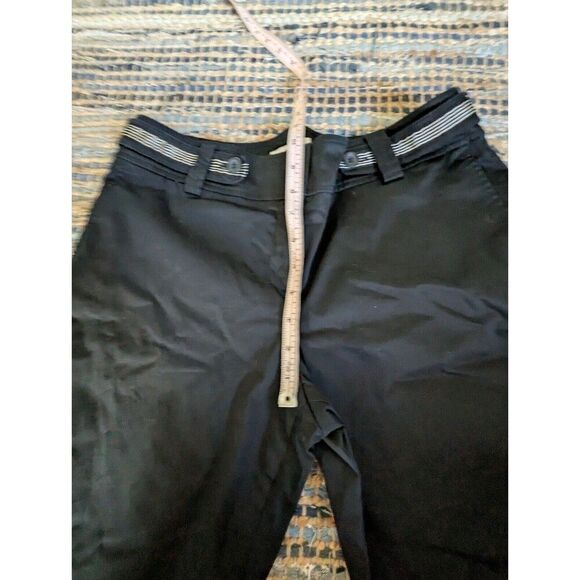 Trousers Belted 10 Marisa Trouser Nylon Black White Wide Leg Mid Rise Straight L - Picture 6 of 8